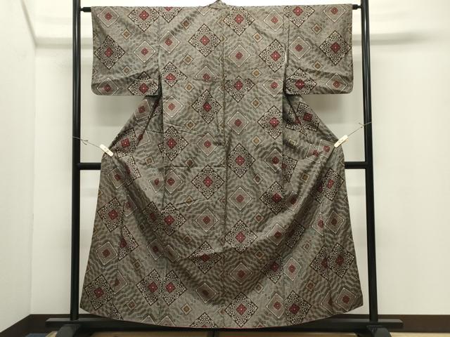 平和屋着物●本場大島紬　龍郷絣　正絹　逸品　CABK2139gh