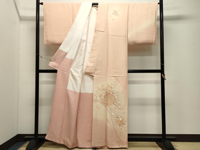 平和屋着物●中国三大刺繍　蘇州刺繍　総刺繍　訪問着　花車文　暈し染め　正絹　逸品　CABK2142gh