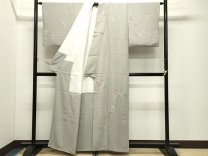 平和屋着物●訪問着　刺繍　花蝶文　金彩　小田急百貨店扱い　正絹　逸品　CABK2143gh