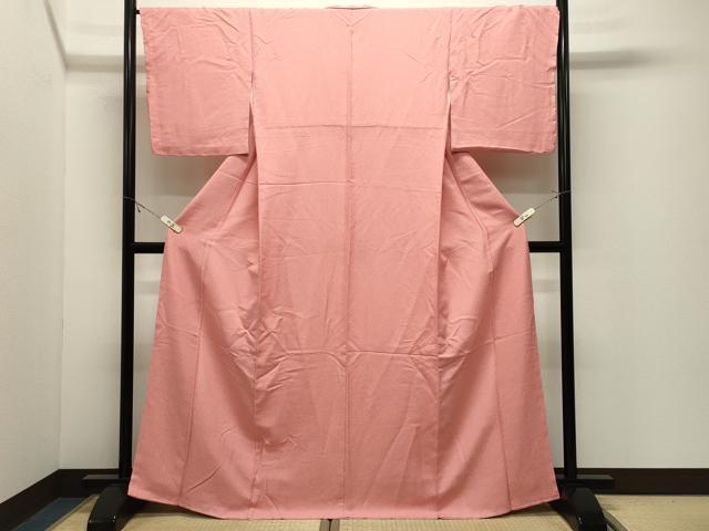 平和屋着物●上質な色無地　紋意匠　紅梅色　正絹　逸品　未使用　CABK2145gh