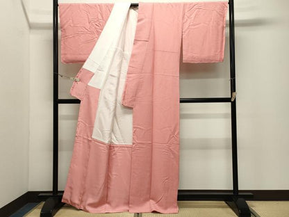 平和屋着物●上質な色無地　紋意匠　紅梅色　正絹　逸品　未使用　CABK2145gh