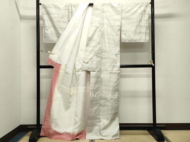 平和屋着物●本場大島紬　白大島　9マルキ　横段花文　正絹　逸品　CABK2147gh