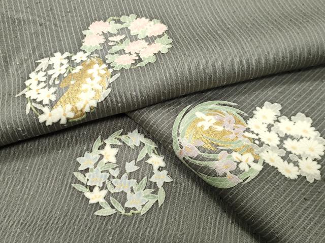 平和屋着物●上質な小紋　花丸文　金彩　正絹　逸品　CABK2148gh