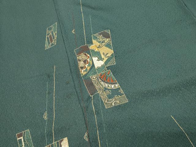 平和屋着物●訪問着　刺繍　短冊毬文　金銀彩　正絹　逸品　CABK2150gh