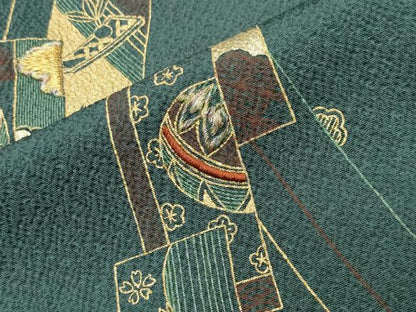 平和屋着物●訪問着　刺繍　短冊毬文　金銀彩　正絹　逸品　CABK2150gh