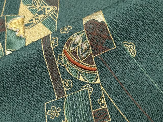 平和屋着物●訪問着　刺繍　短冊毬文　金銀彩　正絹　逸品　CABK2150gh