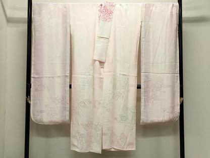 平和屋着物●振袖用長襦袢　袷　御所車地紋　暈し染め　半衿刺繍　正絹　逸品　CABK2154gh