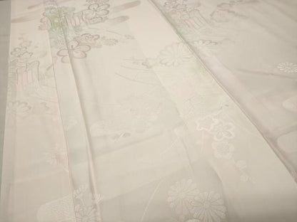 平和屋着物●振袖用長襦袢　袷　御所車地紋　暈し染め　半衿刺繍　正絹　逸品　CABK2154gh