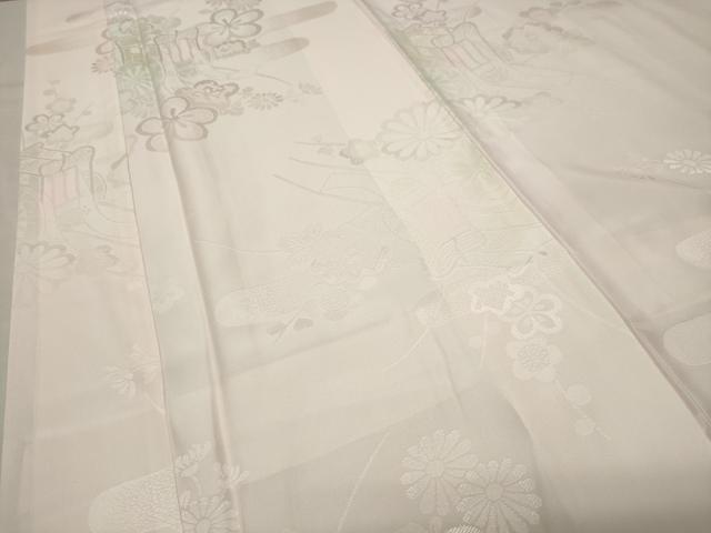 平和屋着物●振袖用長襦袢　袷　御所車地紋　暈し染め　半衿刺繍　正絹　逸品　CABK2154gh