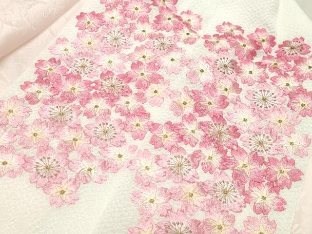 平和屋着物●振袖用長襦袢　袷　御所車地紋　暈し染め　半衿刺繍　正絹　逸品　CABK2154gh