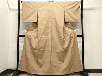 平和屋着物●結城紬　色無地　飴色　正絹　逸品　CABK2155gh