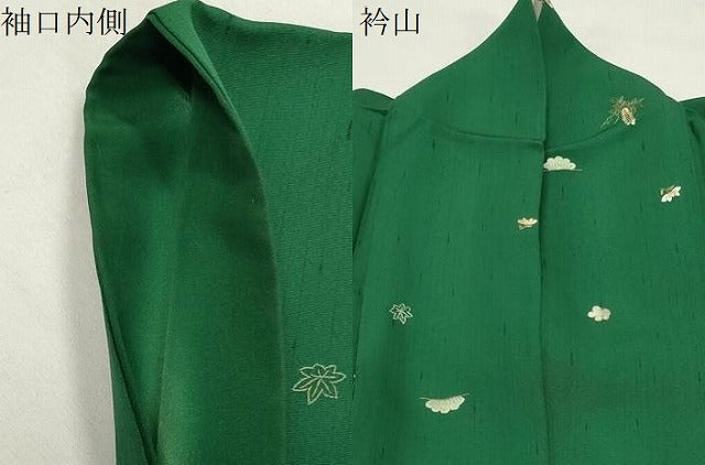 平和屋着物●上質な小紋　総刺繍　舞花文　金糸　正絹　逸品　CABK2156gh