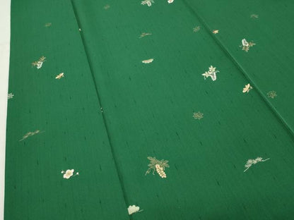 平和屋着物●上質な小紋　総刺繍　舞花文　金糸　正絹　逸品　CABK2156gh
