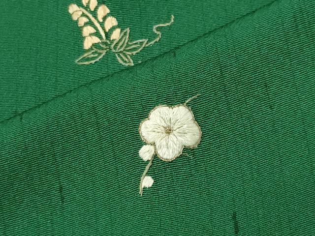 平和屋着物●上質な小紋　総刺繍　舞花文　金糸　正絹　逸品　CABK2156gh