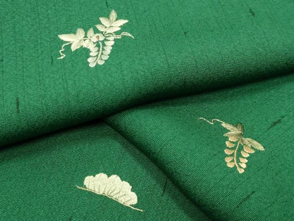 平和屋着物●上質な小紋　総刺繍　舞花文　金糸　正絹　逸品　CABK2156gh