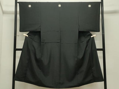 平和屋着物●男性　黒紋付　正絹　逸品　CABK2161gh