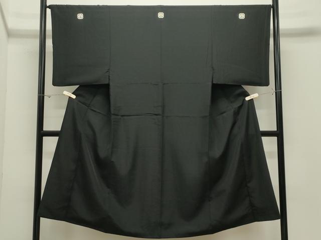 平和屋着物●男性　黒紋付　正絹　逸品　CABK2161gh