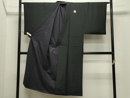 平和屋着物●男性　黒紋付　正絹　逸品　CABK2161gh