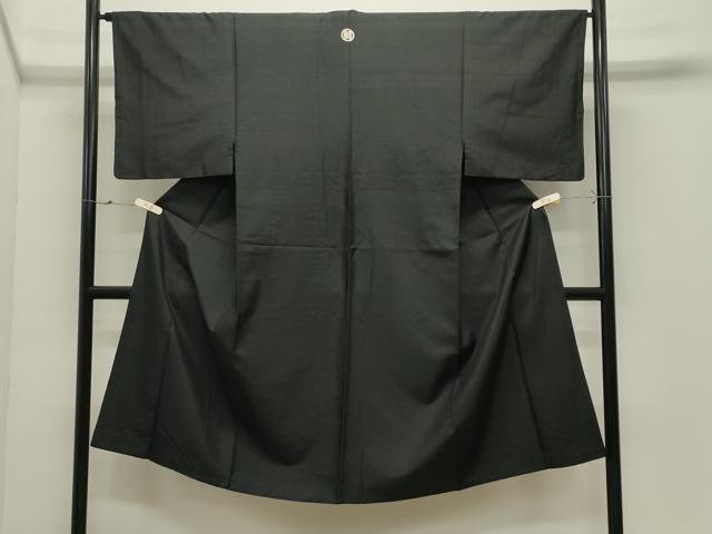 平和屋着物●男性　黒紋付　紬地　正絹　逸品　CABK2162gh