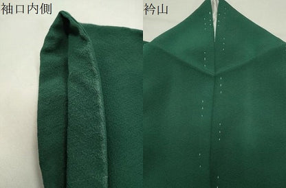 平和屋着物●上質な色無地　千歳緑色　正絹　逸品　CABK2165gh