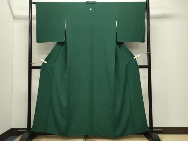 平和屋着物●上質な色無地　千歳緑色　正絹　逸品　CABK2165gh