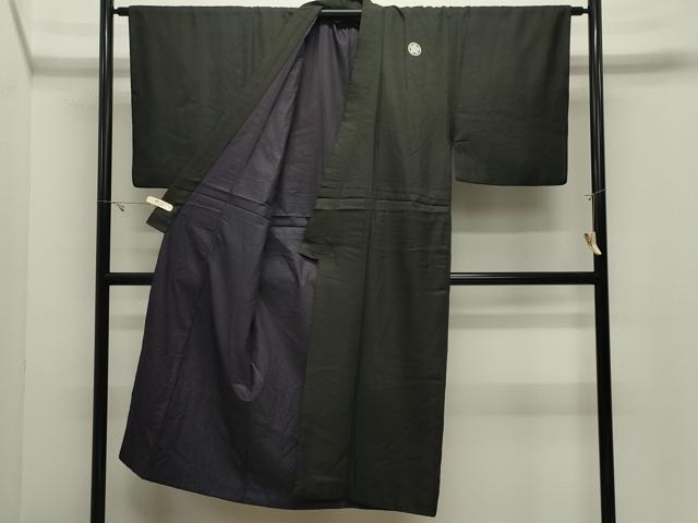 平和屋着物●男性　黒紋付　正絹　逸品　CABK2166gh