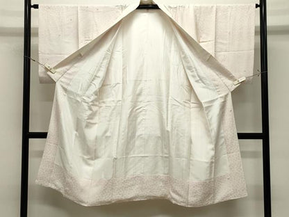 平和屋着物●長襦袢　袷　刺繍　雪輪色紙花文　暈し染め　金糸　正絹　逸品　CABK2167gh