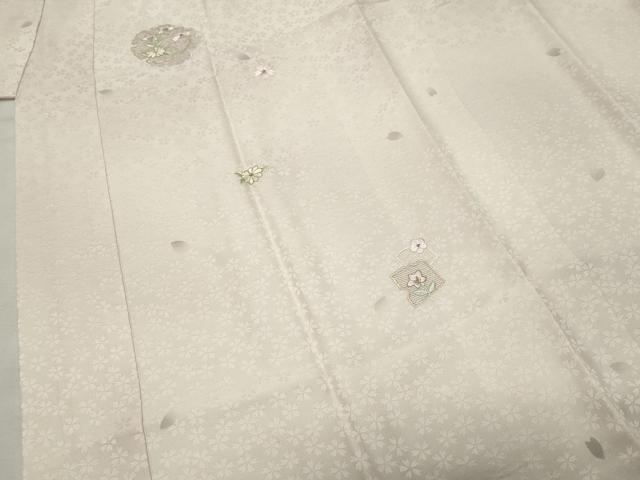 平和屋着物●長襦袢　袷　刺繍　雪輪色紙花文　暈し染め　金糸　正絹　逸品　CABK2167gh