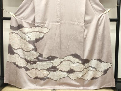 平和屋着物●訪問着　駒刺繍　雲重ね文　正絹　逸品　CABK2173gh