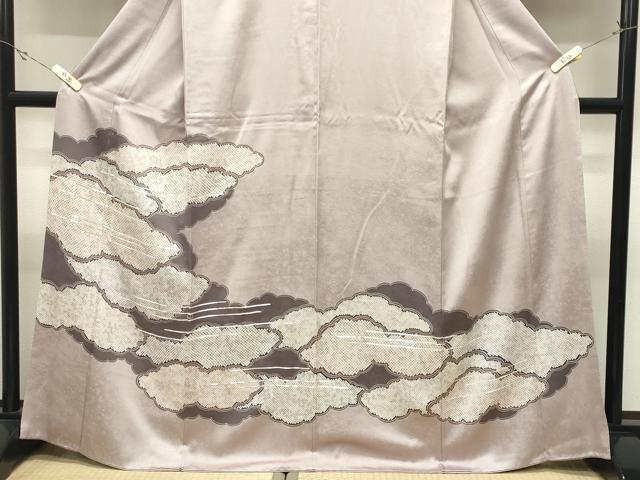 平和屋着物●訪問着　駒刺繍　雲重ね文　正絹　逸品　CABK2173gh
