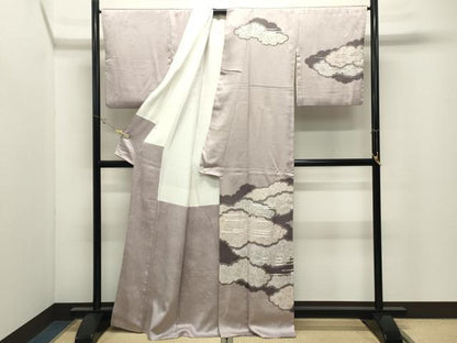 平和屋着物●訪問着　駒刺繍　雲重ね文　正絹　逸品　CABK2173gh
