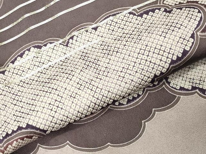 平和屋着物●訪問着　駒刺繍　雲重ね文　正絹　逸品　CABK2173gh