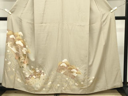 平和屋着物●豪華色留袖　流水松梅花文　金銀彩　正絹　逸品　CABK2174gh