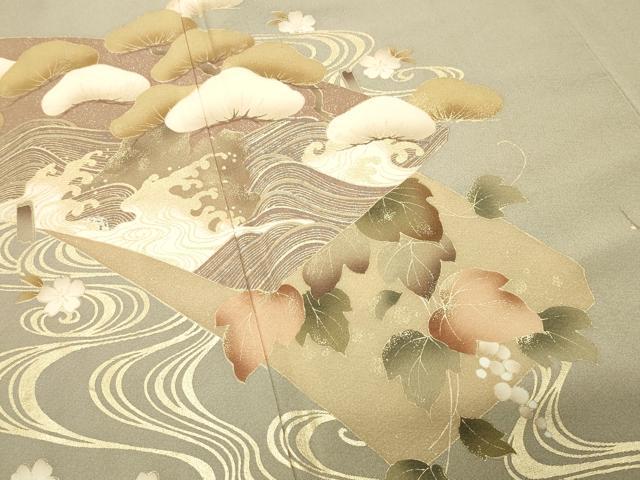 平和屋着物●豪華色留袖　流水松梅花文　金銀彩　正絹　逸品　CABK2174gh