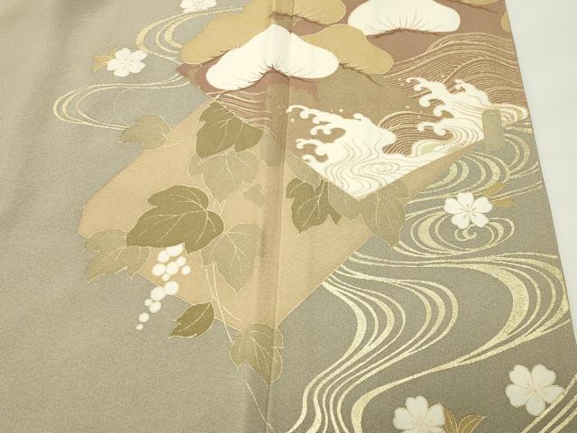 平和屋着物●豪華色留袖　流水松梅花文　金銀彩　正絹　逸品　CABK2174gh