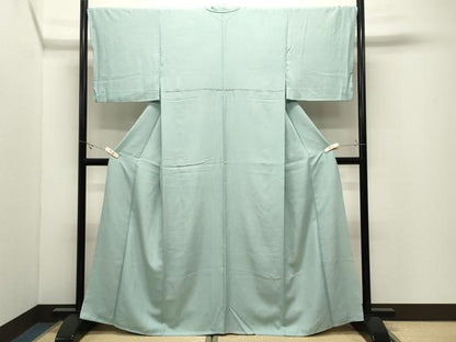 平和屋着物●男性　色無地　霞地紋　水色　正絹　逸品　CABK2186gh