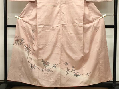 平和屋着物●訪問着　紬地　手描き　枝花文　暈し染め　正絹　逸品　CABK2191gh