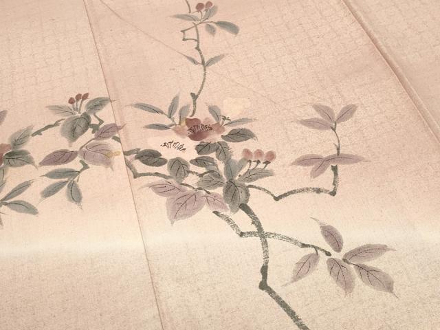 平和屋着物●訪問着　紬地　手描き　枝花文　暈し染め　正絹　逸品　CABK2191gh