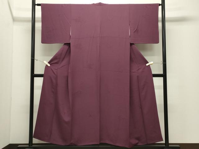 平和屋着物●上質な色無地　楽器地紋　暗紅色　正絹　逸品　CABK2195gh
