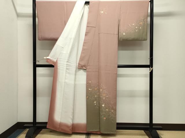平和屋着物●訪問着　竹屋町刺繍　吹き寄せ文　暈し染め　金彩　正絹　逸品　CABK2197gh