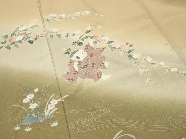 平和屋着物●訪問着　友禅　作家物　童子遊び　暈し染め　正絹　逸品　CABK2198gh