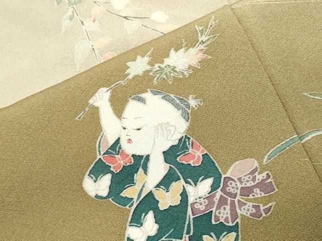平和屋着物●訪問着　友禅　作家物　童子遊び　暈し染め　正絹　逸品　CABK2198gh