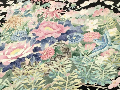平和屋着物●本加賀友禅作家　染元千紅代表　寺西一紘　黒留袖　飛鳥花籠文　正絹　逸品　未使用　CABK2199gh