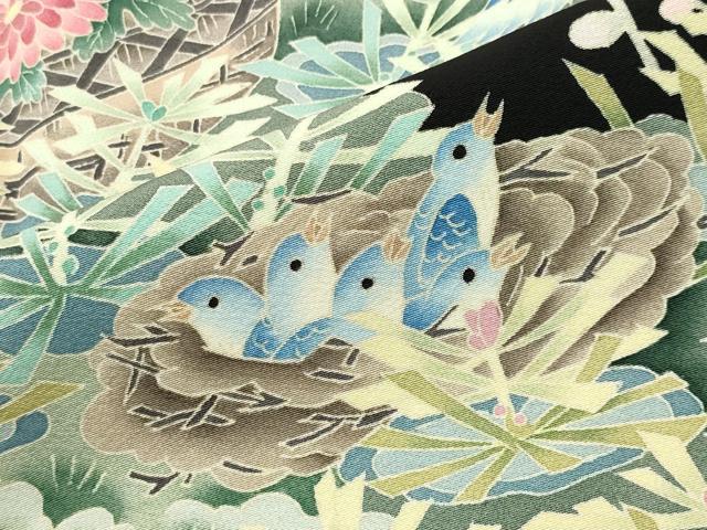 平和屋着物●本加賀友禅作家　染元千紅代表　寺西一紘　黒留袖　飛鳥花籠文　正絹　逸品　未使用　CABK2199gh