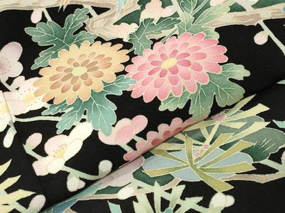 平和屋着物●本加賀友禅作家　染元千紅代表　寺西一紘　黒留袖　飛鳥花籠文　正絹　逸品　未使用　CABK2199gh