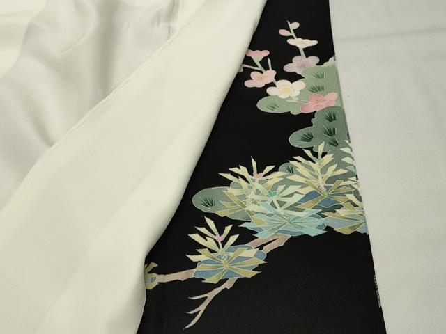平和屋着物●本加賀友禅作家　染元千紅代表　寺西一紘　黒留袖　飛鳥花籠文　正絹　逸品　未使用　CABK2199gh