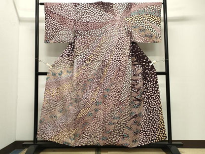 平和屋着物●中国三大刺繍　相良刺繍　訪問着　おぼろ染め　襲絞り　草花文　銀通し地　まるやま扱い　正絹　逸品　CABK2201gh