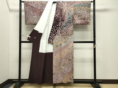 平和屋着物●中国三大刺繍　相良刺繍　訪問着　おぼろ染め　襲絞り　草花文　銀通し地　まるやま扱い　正絹　逸品　CABK2201gh