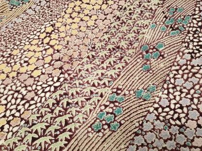 平和屋着物●中国三大刺繍　相良刺繍　訪問着　おぼろ染め　襲絞り　草花文　銀通し地　まるやま扱い　正絹　逸品　CABK2201gh