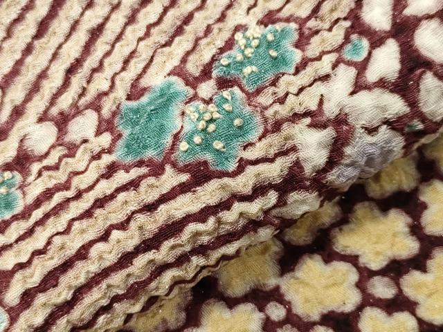 平和屋着物●中国三大刺繍　相良刺繍　訪問着　おぼろ染め　襲絞り　草花文　銀通し地　まるやま扱い　正絹　逸品　CABK2201gh